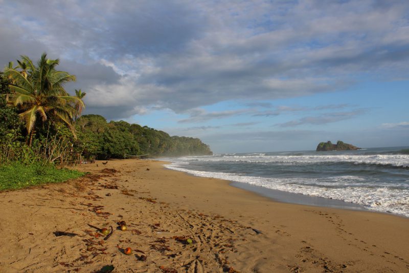 tropikalna plaża w Kostaryce w pochmurny wietrzny dzień