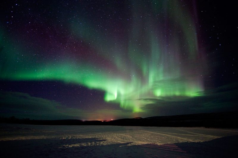Zorza polarna nocą, Norwegia